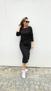 Sukienka bawełniana midi z rozporkiem czarna