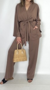 Spodnie damskie dresowe carmelowe