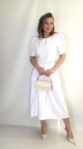Elegancki komplet Spódnica midi + Bluzka na komunię wesele biały